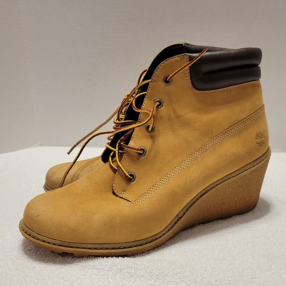 Timberland Womens Amston 6" Wheat Nubuck Wedge Heel‎ boots size 10 - Picture 1 of 9